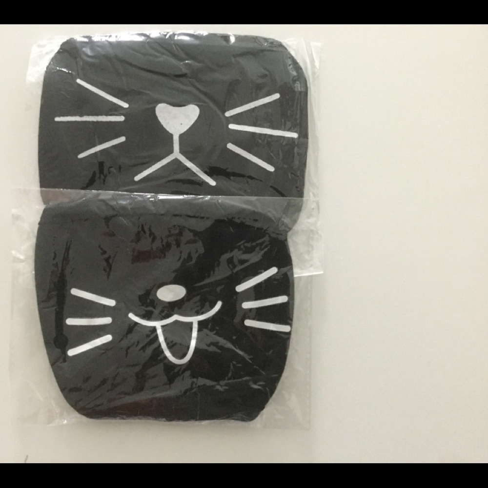 2 Cat Black Face Masks